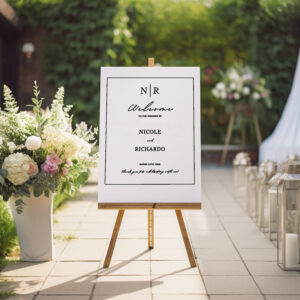 White Acrylic Wedding Welcome Sign