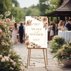 Acrylic Floral Welcome Sign for Weddings