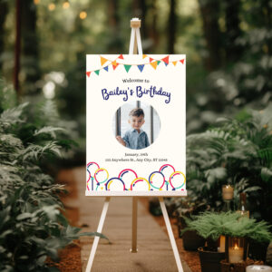 Colorful Acrylic Welcome Sign for Birthday Party