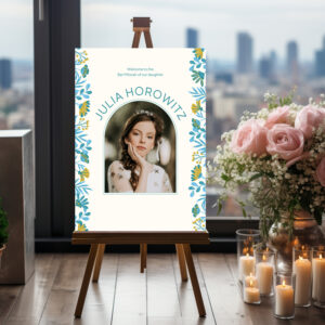 Floral Bat Mitzvah Acrylic Welcome Board