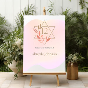 Glamorous Acrylic Welcome Board for Bat Mitzvah Celebration